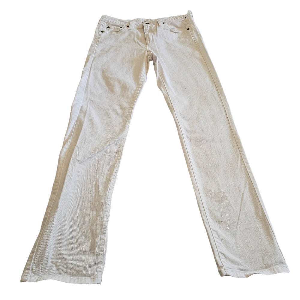 Garnet Hill White Jeans Straight Leg Women's 6 L